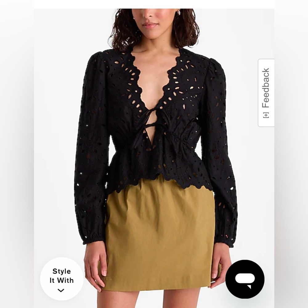 NWT Express Eyelet V-Neck Double Tie Front Top